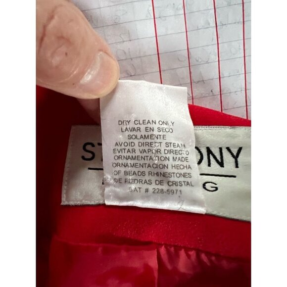 St Anthony Evening Womens Blazer Jacket Red Buttons Lined Sequin Collarless 12 - Picture 11 of 12